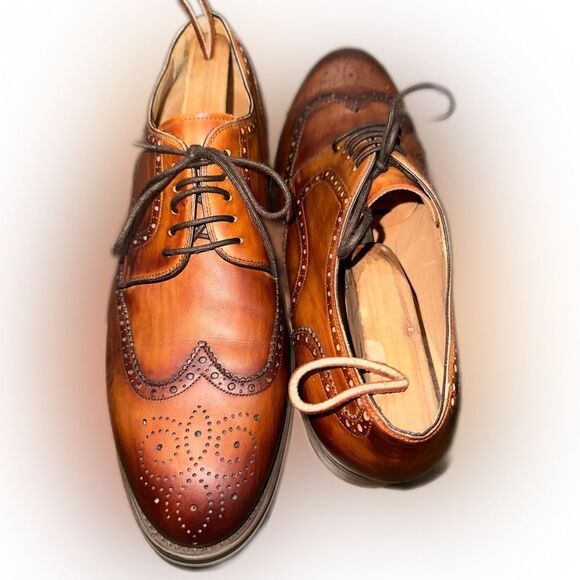MAGNANNI Tormo Cognac Leather Wingtip Derby Shoe - Picture 3 of 11